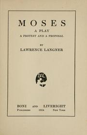 Cover of Moses by Lawrence Langner