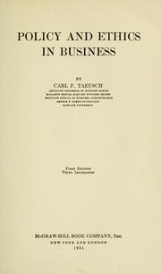 Cover of Policy and ethics in business by Carl F. Taeusch