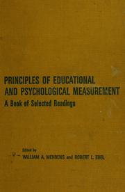 Front cover of Principles of educational and psychological measurement by William A. Mehrens