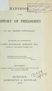Cover of Handbook of the history of philosophy by Schwegler, Albert