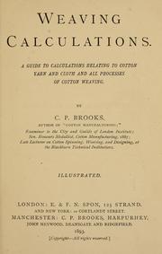 Cover of Weaving calculations by Christopher Parkinson Brooks