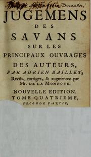 Front cover of Jugemens des savans sur les principaux ouvrages des auteurs by Adrien Baillet