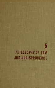 Front cover of Philosophy of law and jurisprudence by Mortimer J. Adler