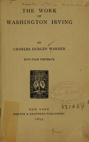 Front cover of The work of Washington Irving by Charles Dudley Warner