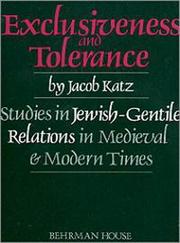 Cover of Exclusiveness and tolerance by Jacob Katz