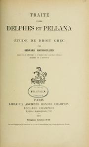 Front cover of Traité entre Delphes et Pellana by Bernard Haussoullier