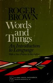 Cover of Words and things by Brown, Roger
