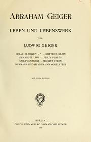 Cover of Abraham Geiger by Ludwig Geiger