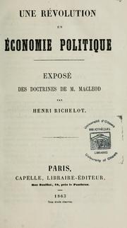 Front cover of Une révolution en économie politique by Henri Richelot