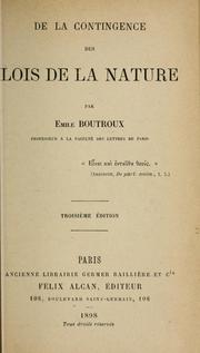 Front cover of De la contingence des lois de la nature by Emile Boutroux