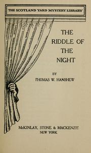 Front cover of The riddle of the night by Thomas W. Hanshew