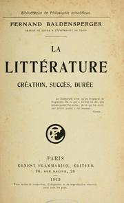 Front cover of La littérature by Baldensperger, Fernand