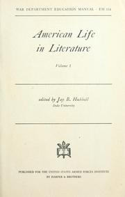 Cover of American life in literature by Jay B. Hubbell
