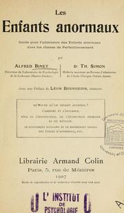 Front cover of Les enfants anormaux by Alfred Binet
