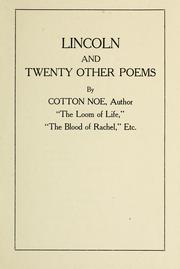 Front cover of Lincoln and twenty other poems by Cotton Noe