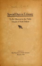 Cover of Special days in February to be observed in the public schools of North Dakota by North Dakota. Dept. of Public Instruction
