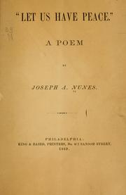 Front cover of Let us have peace by Nunes, Joseph A.