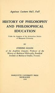 Front cover of History of philosophy and philosophical education by Étienne Gilson
