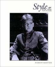 Cover of Style for actors by Barton, Robert