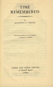 Cover of Time Remembered by Deane, Anthony C.