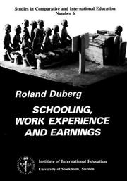 Front cover of Schooling, work experience, and earnings by Roland Duberg
