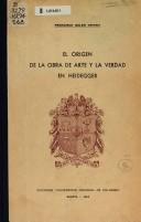 Front cover of El origen de la obra de arte y la verdad en Heidegger by Francisco Soler Grima