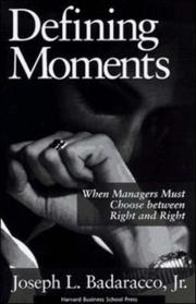 Cover of Defining moments by Joseph Badaracco