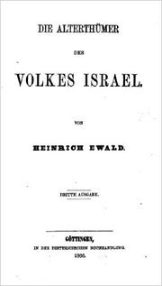 Front cover of Die Alterthümer des Volkes Israel by Heinrich Ewald