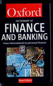Cover of A dictionary of finance and banking by Brian Butler
