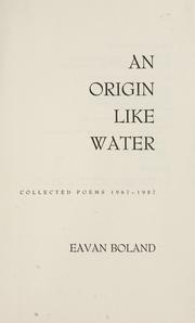 Cover of An origin like water by Eavan Boland