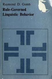 Cover of Rule-governed linguistic behavior by Raymond D. Gumb
