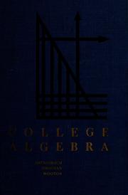 Cover of College algebra by Edwin F. Beckenbach