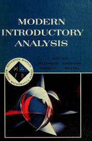 Front cover of Modern introductory analysis by Mary P. Dolciani, Edwin F. Beckenback, Alfred J. Donnelly, Ray C. Jergensen, William Wooton, editorial adviser: Albert E. Meder, Jr.