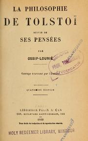 Front cover of La philosophie de Tolstoï by Ossip Lourié