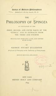 Front cover of The philosophy of Spinoza as contained in the first by Benedictus de Spinoza