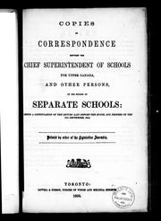 Front cover of Copies of correspondence between the chief superintendent of schools for Upper Canada and other persons by Egerton Ryerson