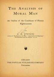Front cover of The analysis of moral man by Stevens, C. M.
