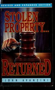 Front cover of Stolen property returned by John F. Avanzini