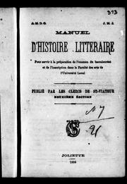 Cover of Manuel d'histoire littéraire by Jules Peemans