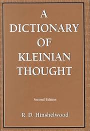 Cover of A dictionary of Kleinian thought by R. D. Hinshelwood
