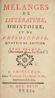 Front cover of Mêlanges de litterature, d'histoire, et de philosophie by Jean Le Rond d'Alembert