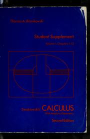 Front cover of Student supplement to Swokowski's Calculus with analytic geometry by Thomas A Bronikowski