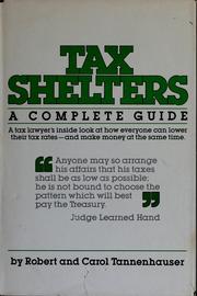 Cover of Tax shelters by Robert Tannenhauser