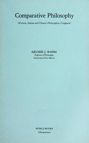 Cover of Comparative philosophy by Archie J. Bahm
