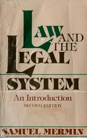 Front cover of Law and the legal system by Samuel Mermin