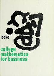 Front cover of College mathematics for business by Flora M. Locke