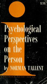 Cover of Psychological perspectives on the person by Norman Tallent