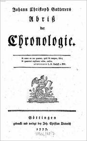 Front cover of Johann Christoph Gatterers Abriß der Chronologie by Johann Christoph Gatterer