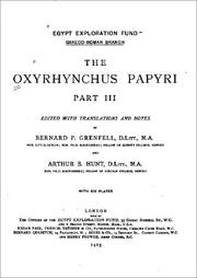 Front cover of The Oxyrhynchus Papyri by Arthur Surridge Hunt