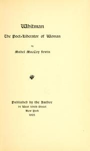 Front cover of Whitman, the poet-liberator of woman by Mabel MacCoy Irwin